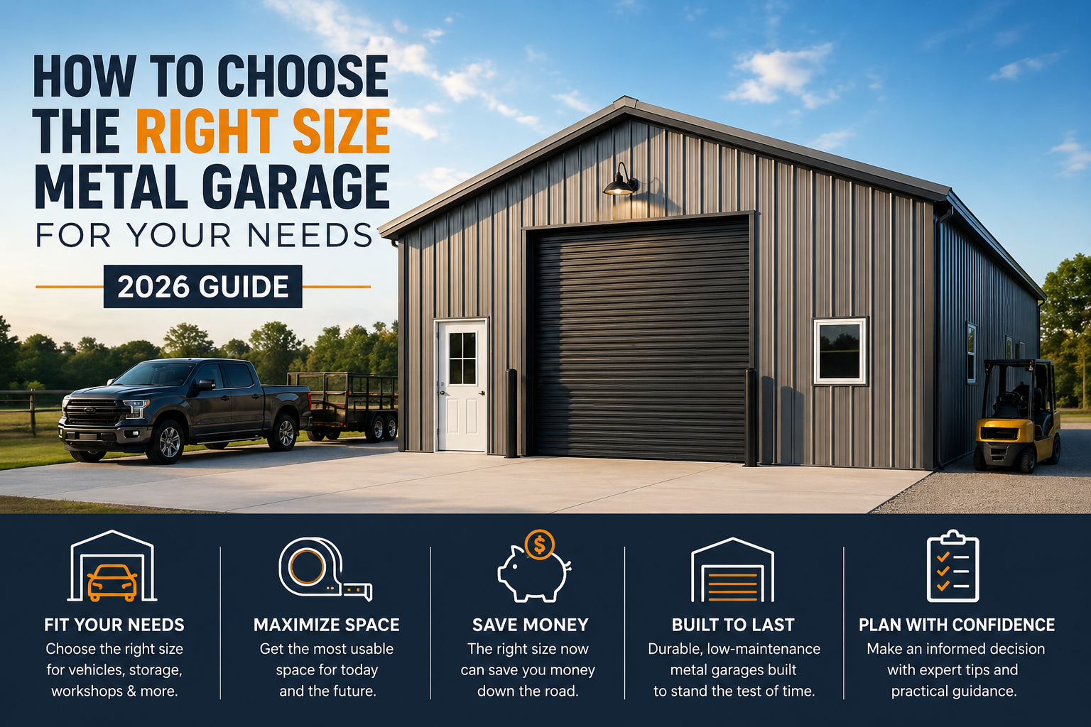 ProBuild Options 2026 guide for metal garage sizes and steel building specifications with expert tips for residential and commercial storage